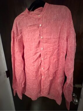 Bundle 2 for $30. Ted Lapidus Cotton-Linen Red Band Collar Button-Down Shirt.